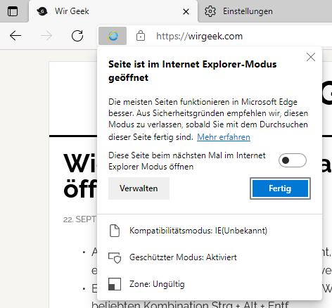 Internet Explorer-Modus 