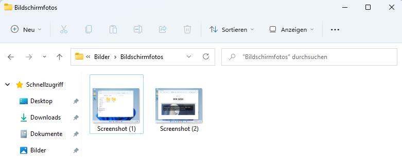 Screenshots in Windows 11 
