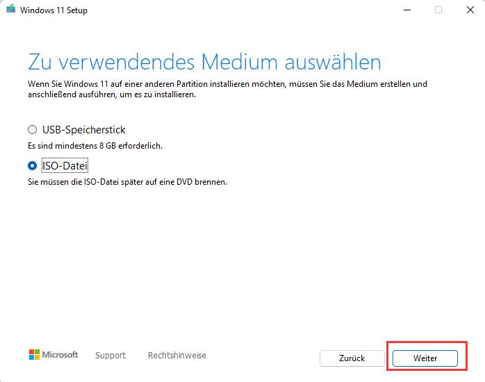 Installationsmedien für Windows 11